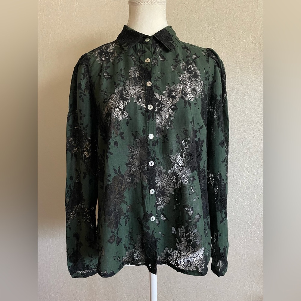 5 for $25 Black and green lace top